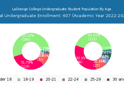 LaGrange College 2023 Undergraduate Enrollment Age Diversity Pie chart