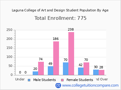Laguna College of Art and Design 2024 Student Population by Age chart
