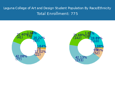 Laguna College of Art and Design 2025 Student Population by Gender and Race chart