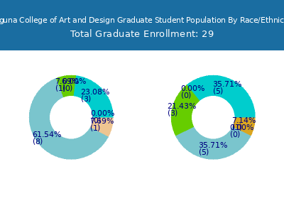 Laguna College of Art and Design 2025 Graduate Enrollment by Gender and Race chart