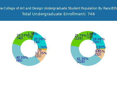 Laguna College of Art and Design 2025 Undergraduate Enrollment by Gender and Race chart