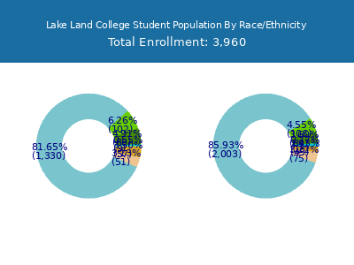 Lake Land College 2025 Student Population by Gender and Race chart