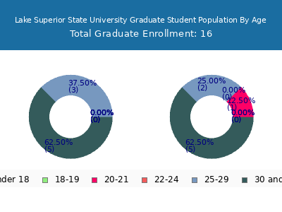 Lake Superior State University 2025 Graduate Enrollment Age Diversity Pie chart