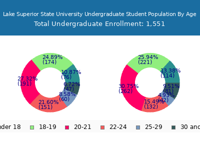 Lake Superior State University 2025 Undergraduate Enrollment Age Diversity Pie chart