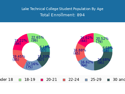 Lake Technical College 2024 Student Population Age Diversity Pie chart
