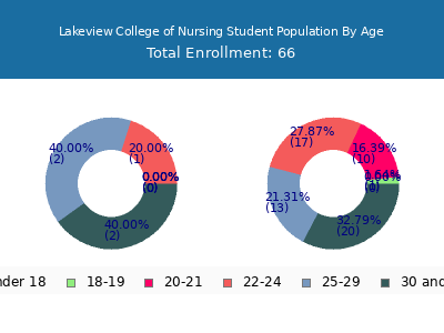 Lakeview College of Nursing 2025 Student Population Age Diversity Pie chart