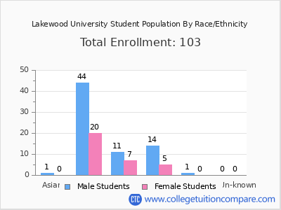 Lakewood University 2025 Student Population by Gender and Race chart