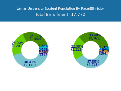 Lamar University 2025 Student Population by Gender and Race chart
