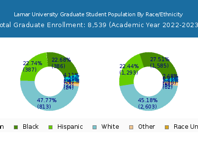 Lamar University 2023 Graduate Enrollment by Gender and Race chart
