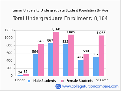 Lamar University 2024 Undergraduate Enrollment by Age chart