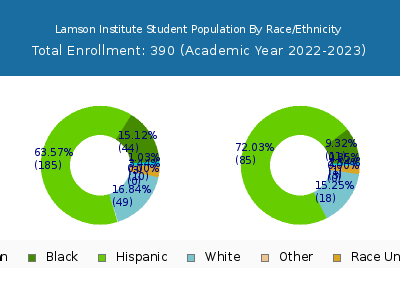Lamson Institute 2023 Student Population by Gender and Race chart