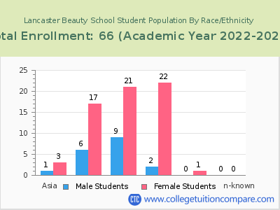 Lancaster Beauty School 2023 Student Population by Gender and Race chart