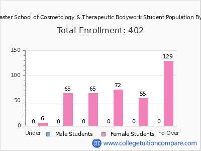 Lancaster School of Cosmetology & Therapeutic Bodywork 2024 Student Population by Age chart