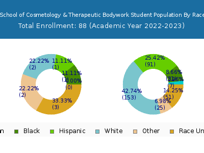 Lancaster School of Cosmetology & Therapeutic Bodywork 2023 Student Population by Gender and Race chart