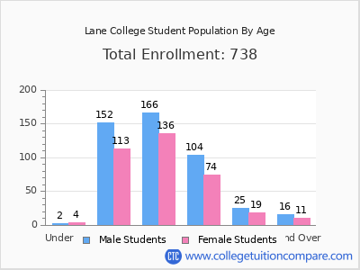 Lane College 2024 Student Population by Age chart