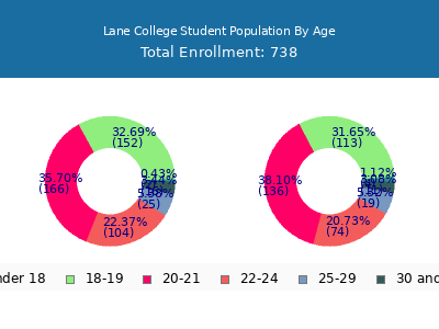 Lane College 2024 Student Population Age Diversity Pie chart