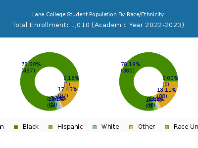 Lane College 2023 Student Population by Gender and Race chart