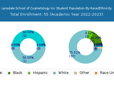 Lansdale School of Cosmetology Inc 2023 Student Population by Gender and Race chart