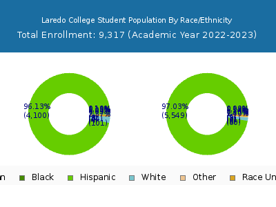 Laredo College 2023 Student Population by Gender and Race chart