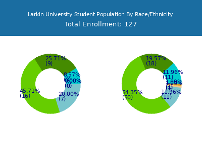 Larkin University 2025 Student Population by Gender and Race chart