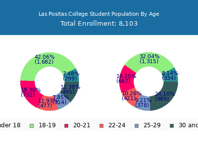 Las Positas College 2025 Student Population Age Diversity Pie chart