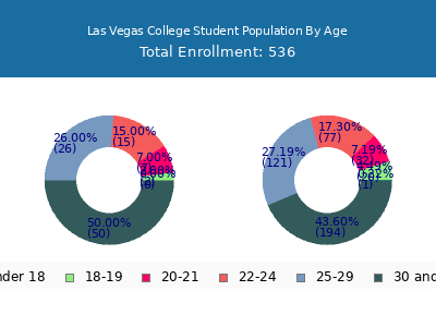 Las Vegas College 2024 Student Population Age Diversity Pie chart