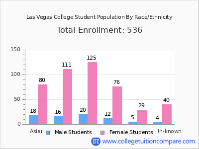 Las Vegas College 2025 Student Population by Gender and Race chart