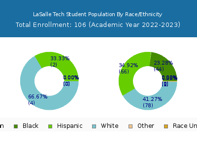 LaSalle Tech 2023 Student Population by Gender and Race chart
