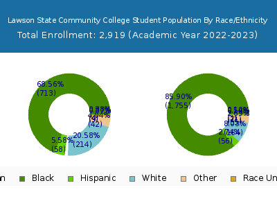 Lawson State Community College 2023 Student Population by Gender and Race chart