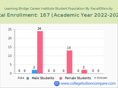 Learning Bridge Career Institute 2023 Student Population by Gender and Race chart