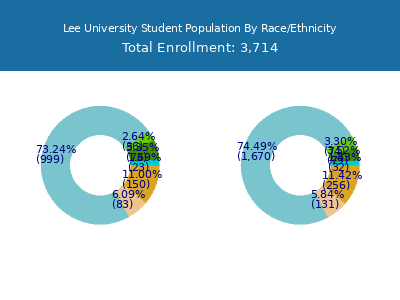Lee University 2025 Student Population by Gender and Race chart