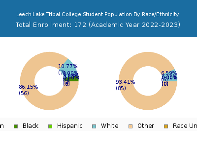 Leech Lake Tribal College 2023 Student Population by Gender and Race chart