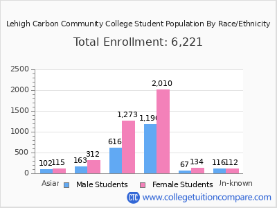Lehigh Carbon Community College 2025 Student Population by Gender and Race chart