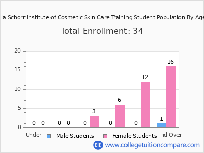 Lia Schorr Institute of Cosmetic Skin Care Training 2024 Student Population by Age chart