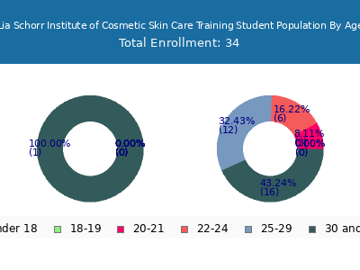 Lia Schorr Institute of Cosmetic Skin Care Training 2024 Student Population Age Diversity Pie chart