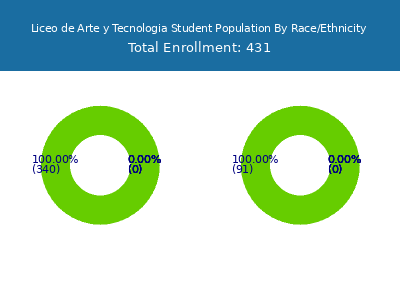 Liceo de Arte y Tecnologia 2025 Student Population by Gender and Race chart