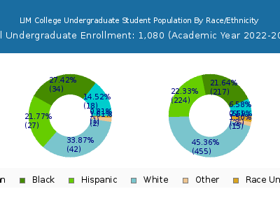 LIM College 2023 Undergraduate Enrollment by Gender and Race chart