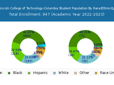Lincoln College of Technology-Columbia 2023 Student Population by Gender and Race chart