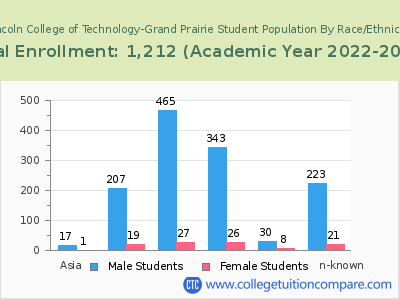 Lincoln College of Technology-Grand Prairie 2023 Student Population by Gender and Race chart