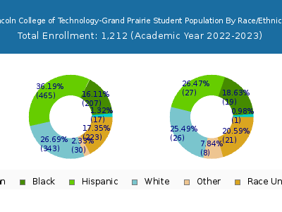 Lincoln College of Technology-Grand Prairie 2023 Student Population by Gender and Race chart