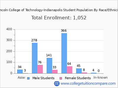 Lincoln College of Technology-Indianapolis 2025 Student Population by Gender and Race chart