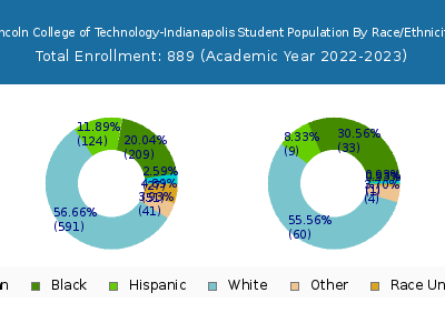 Lincoln College of Technology-Indianapolis 2023 Student Population by Gender and Race chart