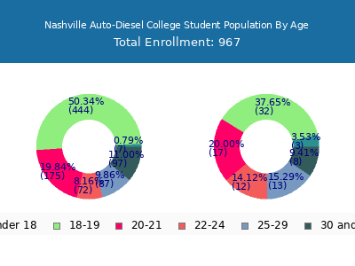 Nashville Auto-Diesel College 2025 Student Population Age Diversity Pie chart
