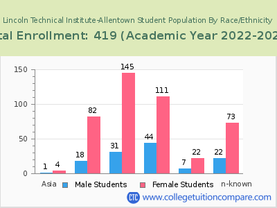 Lincoln Technical Institute-Allentown 2023 Student Population by Gender and Race chart