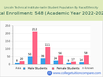 Lincoln Technical Institute-Iselin 2023 Student Population by Gender and Race chart