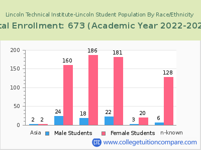 Lincoln Technical Institute-Lincoln 2023 Student Population by Gender and Race chart