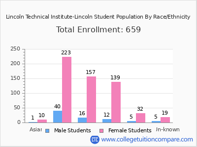 Lincoln Technical Institute-Lincoln 2025 Student Population by Gender and Race chart