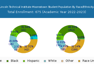 Lincoln Technical Institute-Moorestown 2023 Student Population by Gender and Race chart