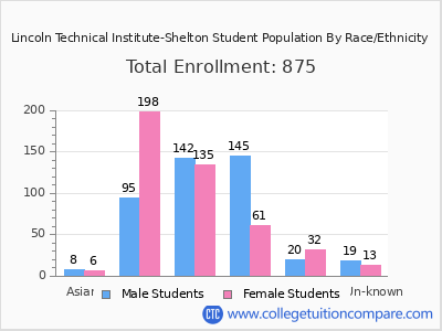 Lincoln Technical Institute-Shelton 2025 Student Population by Gender and Race chart