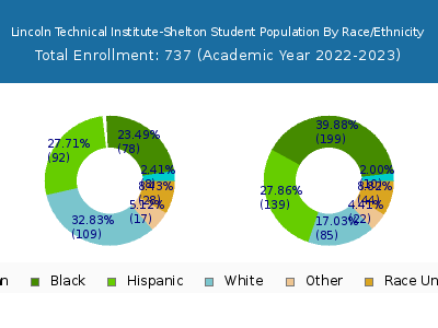 Lincoln Technical Institute-Shelton 2023 Student Population by Gender and Race chart
